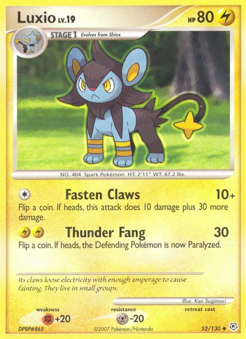 Luxio Pokémon card from Diamond & Pearl, number 52 (Standard print)