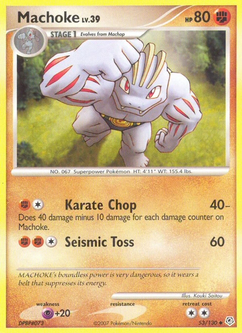 Machoke Pokémon card from Diamond & Pearl, number 53 (Standard print)