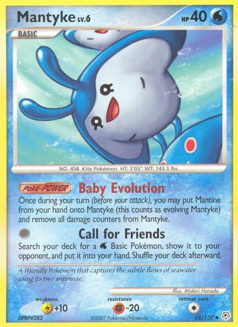 Mantyke Pokémon card from Diamond & Pearl, number 55 (Standard print)