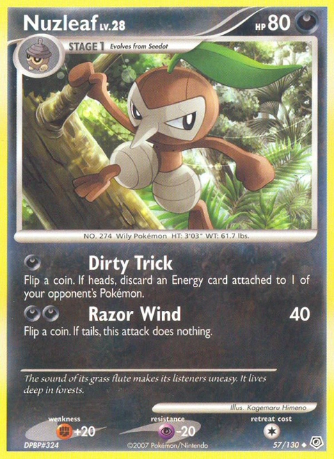 Nuzleaf Pokémon card from Diamond & Pearl, number 57 (Standard print)