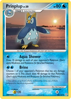 Prinplup Pokémon card, number 58
