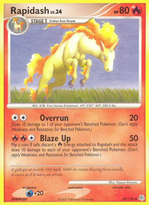 Rapidash Pokémon card from Diamond & Pearl, number 59 (Standard print)