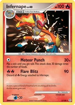 Infernape Pokémon card, number 5