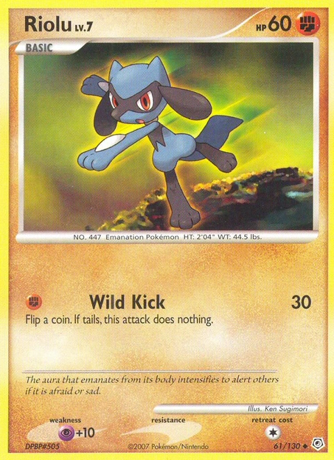 Riolu Pokémon card from Diamond & Pearl, number 61 (Standard print)