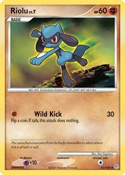 Riolu Pokémon card, number 61