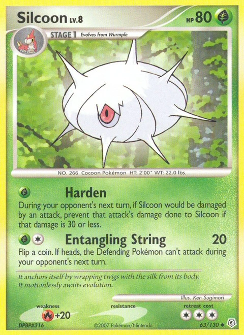 Silcoon Pokémon card from Diamond & Pearl, number 63 (Standard print)
