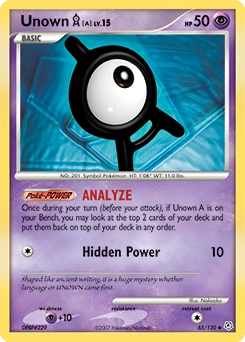 Unown [A] Pokémon card, number 65