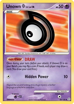 Unown [D] Pokémon card, number 68