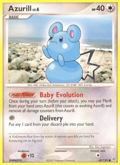 Azurill Pokémon card from Diamond & Pearl, number 69 (Standard print)