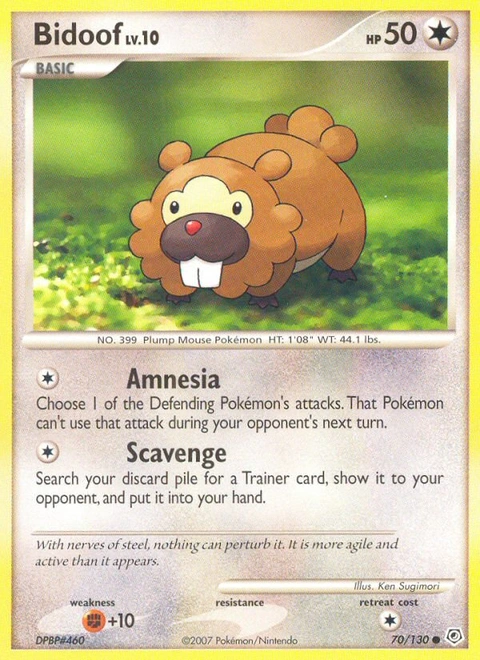 Bidoof Pokémon card from Diamond & Pearl, number 70 (Standard print)