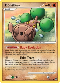 Bonsly Pokémon card, number 71