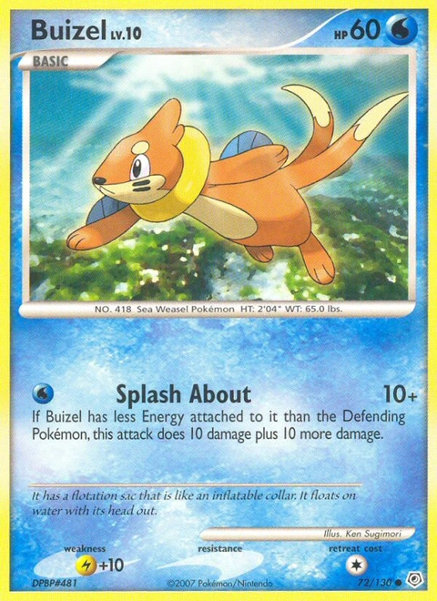 Buizel Pokémon card from Diamond & Pearl, number 72 (Standard print)