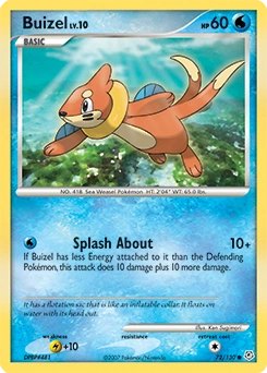 Buizel Pokémon card, number 72