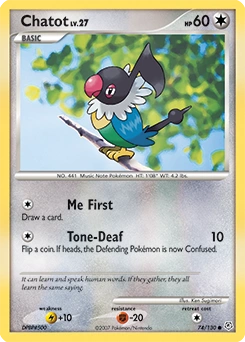 Chatot Pokémon card, number 74