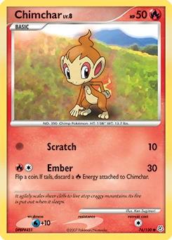 Chimchar Pokémon card, number 76