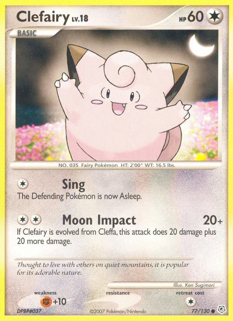 Clefairy Pokémon card from Diamond & Pearl, number 77 (Standard print)