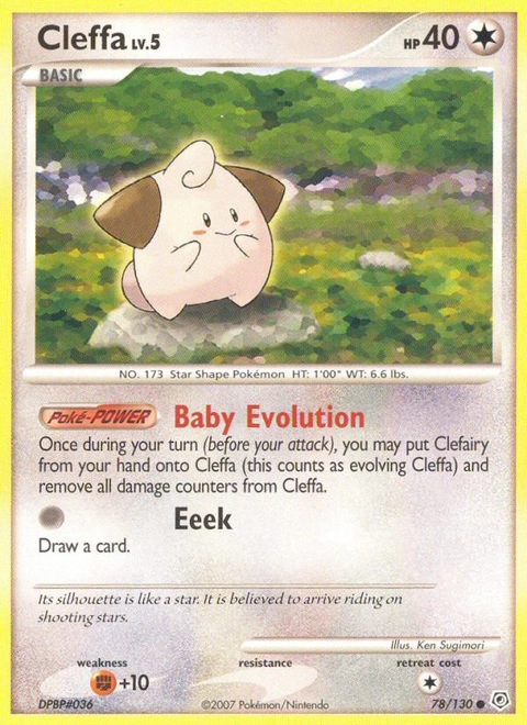 Cleffa Pokémon card from Diamond & Pearl, number 78 (Standard print)