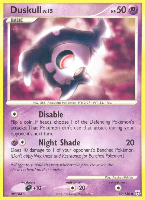Duskull Pokémon card from Diamond & Pearl, number 80 (Standard print)