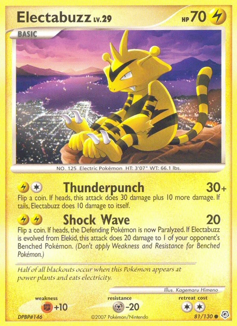 Electabuzz Pokémon card from Diamond & Pearl, number 81 (Standard print)