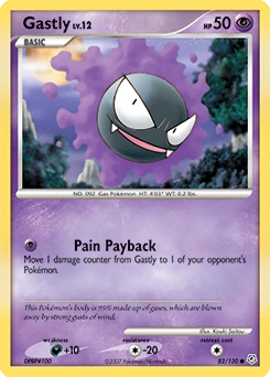 Gastly Pokémon card, number 82