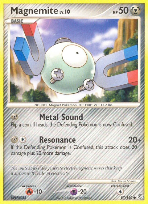 Magnemite Pokémon card from Diamond & Pearl, number 87 (Standard print)