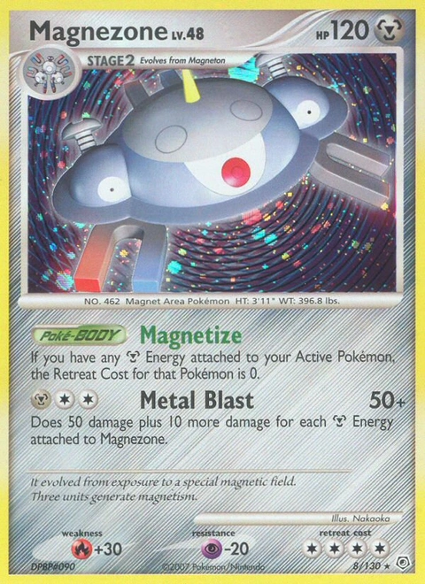 Magnezone Pokémon card from Diamond & Pearl, number 8 (Holo print)