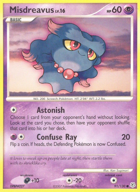 Misdreavus Pokémon card from Diamond & Pearl, number 91 (Standard print)
