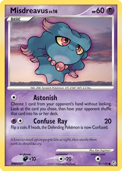 Misdreavus Pokémon card, number 91