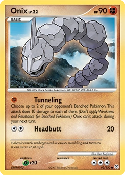 Onix Pokémon card, number 92
