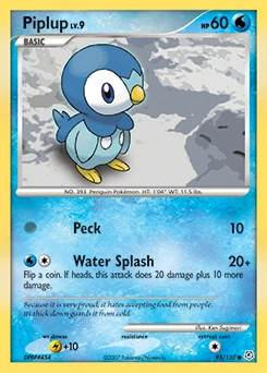 Piplup Pokémon card, number 93