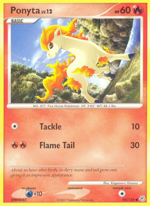 Ponyta Pokémon card from Diamond & Pearl, number 94 (Standard print)