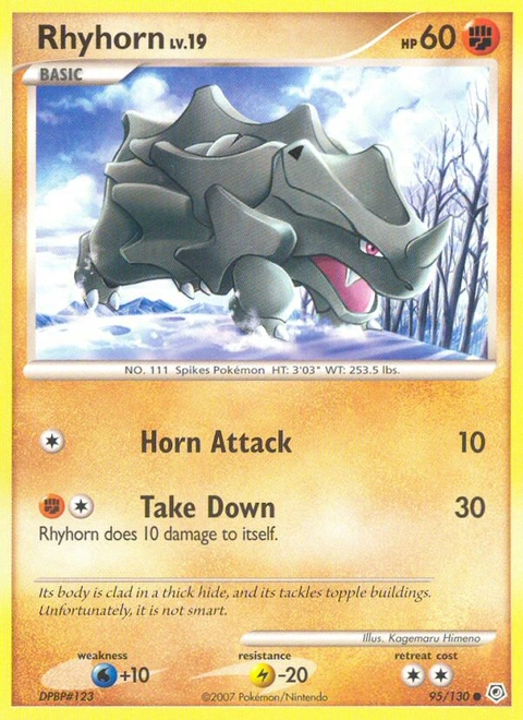 Rhyhorn Pokémon card from Diamond & Pearl, number 95 (Standard print)
