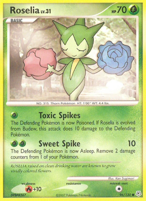 Roselia Pokémon card from Diamond & Pearl, number 96 (Standard print)
