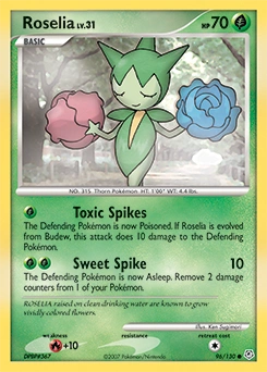 Roselia Pokémon card, number 96