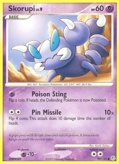 Skorupi Pokémon card from Diamond & Pearl, number 99 (Standard print)