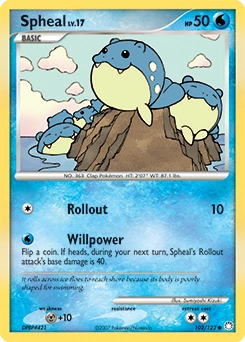 Spheal Pokémon card, number 102