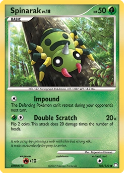 Spinarak Pokémon card, number 103
