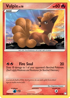Vulpix Pokémon card, number 107