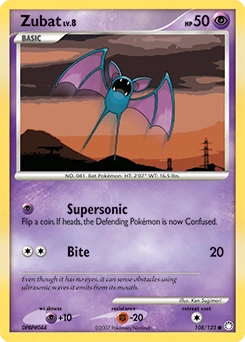 Zubat Pokémon card, number 108