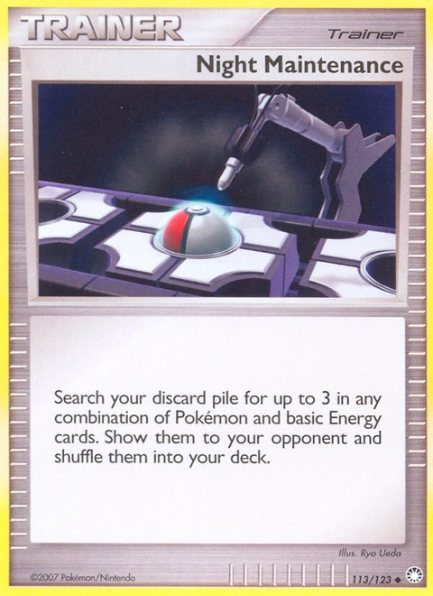 Night Maintenance Pokémon card from Mysterious Treasures, number 113 (Standard print)