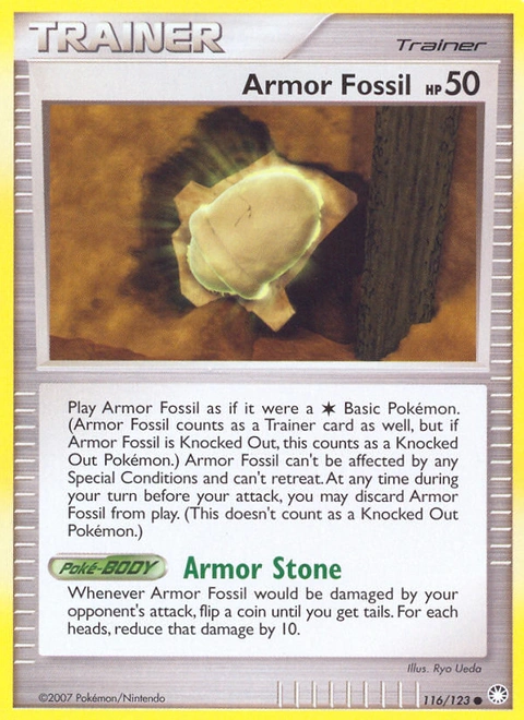Armor Fossil Pokémon card from Mysterious Treasures, number 116 (Standard print)