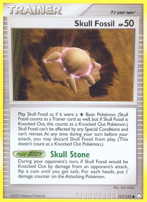 Skull Fossil Pokémon card from Mysterious Treasures, number 117 (Standard print)