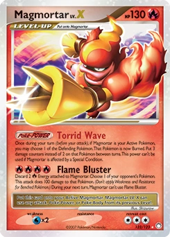 Magmortar LV.X Pokémon card, number 123
