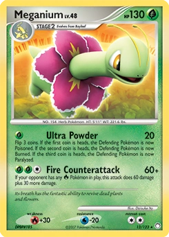 Meganium Pokémon card, number 13