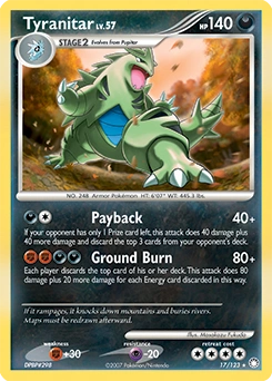 Tyranitar Pokémon card, number 17
