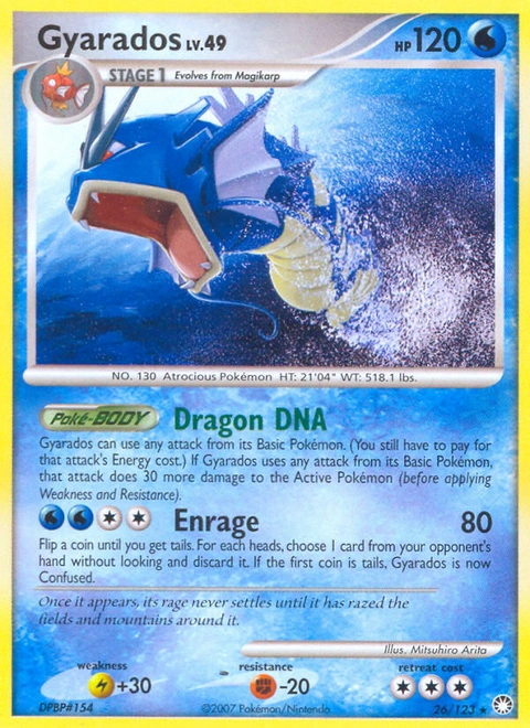Gyarados Pokémon card from Mysterious Treasures, number 26 (Standard print)