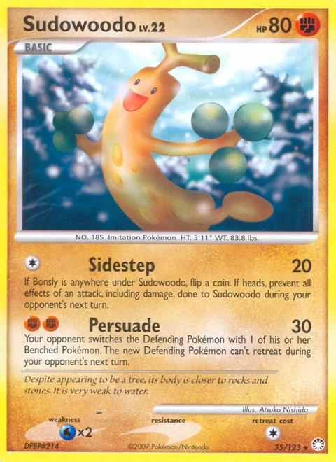 Sudowoodo Pokémon card from Mysterious Treasures, number 35 (Standard print)