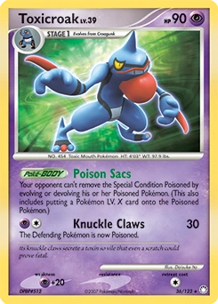 Toxicroak Pokémon card, number 36
