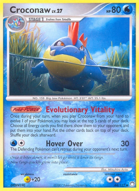 Croconaw Pokémon card from Mysterious Treasures, number 44 (Standard print)