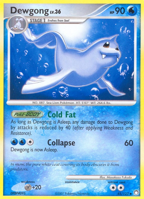 Dewgong Pokémon card from Mysterious Treasures, number 45 (Standard print)